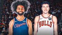 Coby White in Clippers uniform, Bogdan Bogdanovic in Bulls uniform