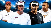 LSU HC Lane Kiffin, Texas HC Steve Sarkisian, Penn State HC Matt Campbell and Oklahoma State HC Eric Morris
