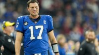 Indianapolis Colts quarterback Philip Rivers (17) walks the sideline Monday, Dec. 22, 2025, during a game against the San Francisco 49ers at Lucas Oil Stadium in Indianapolis.