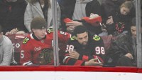 Cubs' Pete Crow-Armstrong and Bears QB Caleb Williams watch Blackhawks game