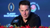 Indiana Hoosiers head coach Curt Cignetti speaks in a press conference after defeating the Alabama Crimson Tide in the 2026 Rose Bowl and quarterfinal game of the College Football Playoff at Rose Bowl Stadium. Mandatory Credit: Kirby Lee-Imagn Images