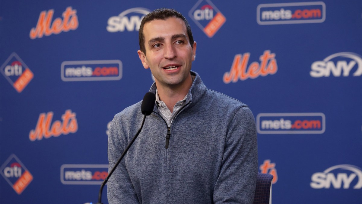 New York Mets president of baseball operations David Stearns speaks to the media about the MLB trade deadline before a game against the Minnesota Twins at Citi Field.