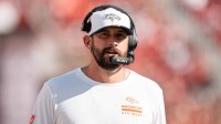 Denver Broncos offensive pass game coordinator Davis Webb before the game against the San Francisco 49ers at Levi's Stadium.