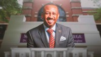 Dr. Kevin E. James is back at Morris Brown College after being terminated from his position as president last week.