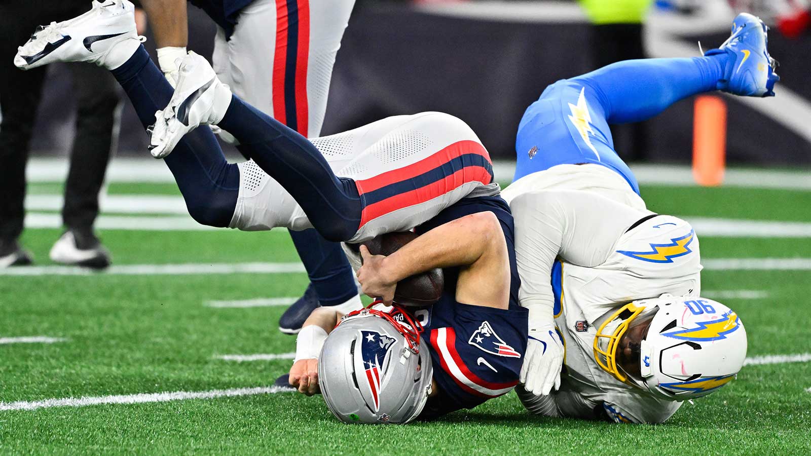 Patriots’ Drake Maye hits lowpoint with brutal first half vs. Chargers