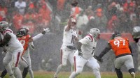 New England Patriots quarterback Drake Maye (10) drops back to pass against the Denver Broncos during the second half in the 2026 AFC Championship Game at Empower Field at Mile High. Mandatory Credit: Ron Chenoy-Imagn Images