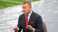 Kirk Herbstreit on the ESPN College Gameday set during the 2026 Rose Bowl and quarterfinal game of the College Football Playoff at Rose Bowl Stadium.