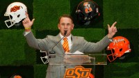 Oklahoma State University (OSU) introduces the new head football coach, Eric Morris, during a rally in Stillwater on Monday, Dec. 8, 2025.