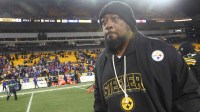 Pittsburgh Steelers head coach Mike Tomlin looks on after the game against the Buffalo Bills at Acrisure Stadium.