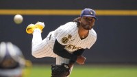 Milwaukee Brewers pitcher Freddy Peralta (51) delivers a pitch against the San Diego Padres in the first inning at American Family Field.