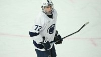 Penn State Nittany Lions forward Gavin McKenna (72) skates against the Clarkson Golden Knights during the second period at Pegula Ice Arena.