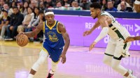 Golden State Warriors forward Jimmy Butler III (10) drives to the basket against Milwaukee Bucks forward Giannis Antetokounmpo (34) during the fourth quarter at Chase Center.