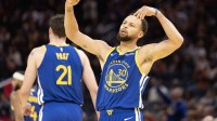 Jan 15, 2026; San Francisco, California, USA; Golden State Warriors guard Stephen Curry (30) gestures during the third quarter against the New York Knicks at Chase Center. Mandatory Credit: D. Ross Cameron-Imagn Images