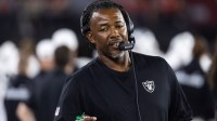Las Vegas Raiders defensive coordinator Patrick Graham against the Arizona Cardinals during a preseason NFL game at State Farm Stadium