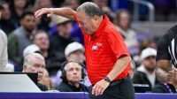 Houston Cougars head coach Kelvin Sampson reacts to a play during the first half against the TCU Horned Frogs at Ed and Rae Schollmaier Arena.