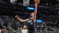 Sacramento Kings forward Domantas Sabonis (11) shoots in the second half against the San Antonio Spurs at Frost Bank Center.