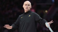 Indiana Pacers head coach Rick Carlisle reacts during the second half against the Charlotte Hornets at the Spectrum Center.