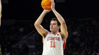 Clemson Tigers forward Nick Davidson (11) shoots against the Notre Dame Fighting Irish during the second half at Purcell Pavilion at the Joyce Center.