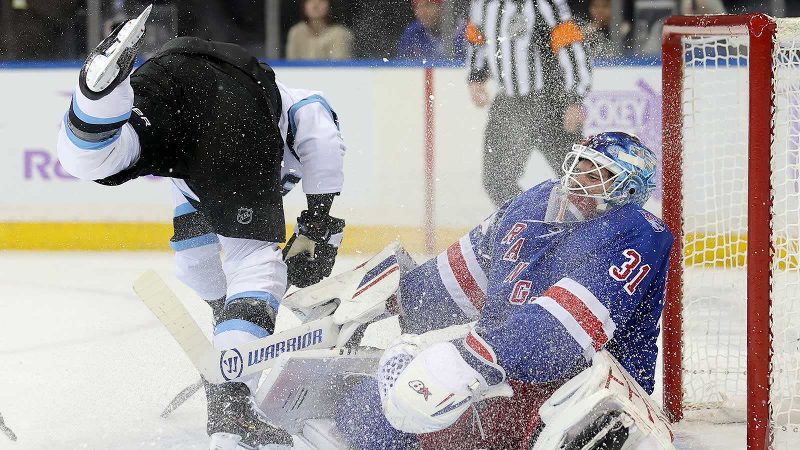 Vincent Trocheck’s ‘brutal’ reaction to Igor Shesterkin injury during Rangers-Mammoth clash