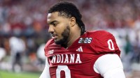 Indiana Hoosiers defensive lineman Hosea Wheeler (0) against the Miami Hurricanes in the College Football Playoff National Championship game at Hard Rock Stadium.