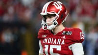 Indiana Hoosiers quarterback Fernando Mendoza (15) in the second half during the College Football Playoff National Championship game at Hard Rock Stadium.