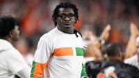 Miami Hurricanes former receiver Michael Irvin looks on during the first half against the Ohio State Buckeyes during the 2025 Cotton Bowl and quarterfinal game of the College Football Playoff at AT&T Stadium.
