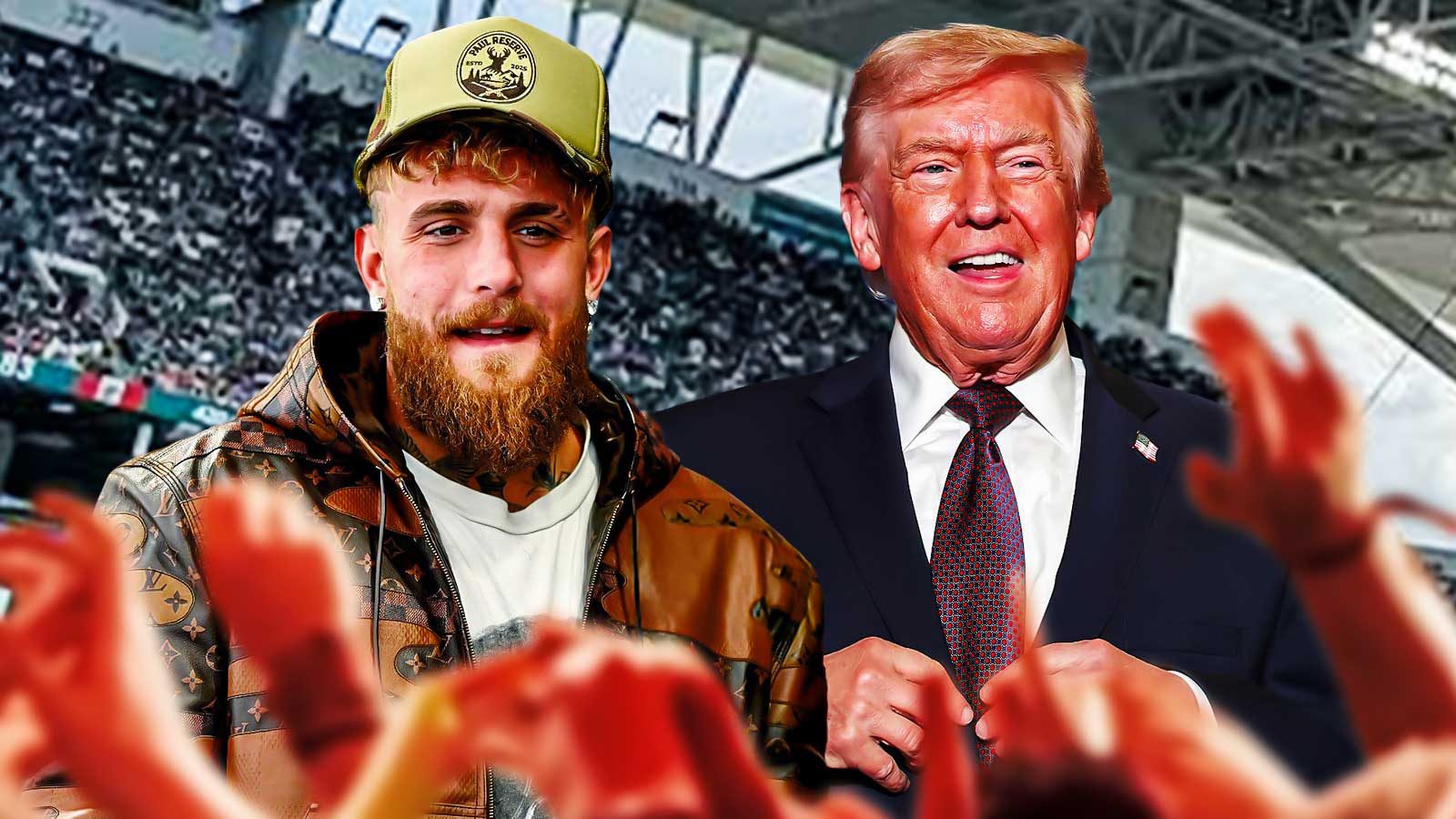 Jake Paul and Donald Trump captured together at the Hard Rock Stadium