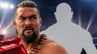 Hollywood actor Jason Momoa and silhouette of WWE star Dave Bautista