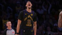 Los Angeles Lakers center Jaxson Hayes (11) reacts after a dunk in the second half against the Memphis Grizzlies at Crypto.com Arena.