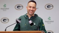 Green Bay Packers defensive coordinator Jeff Hafley speaks during a press conference