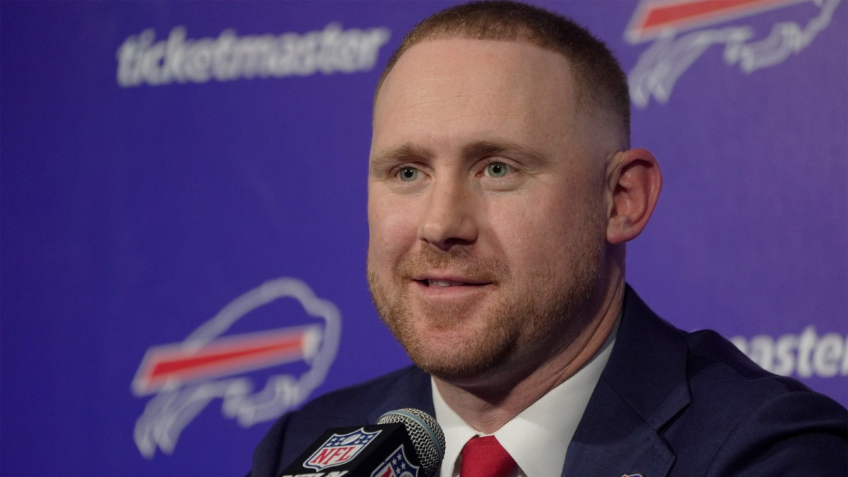 New Bills head coach Joe Brady talks about some of his vision as coach at the Bills field house in Orchard Park on Jan. 29, 2026.