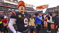 Cincinnati Bengals quarterback Joe Burrow (9) walks to the locker room following a loss against the Cleveland Browns at Paycor Stadium.