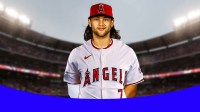 Bo Bichette in a Los Angeles Angels jersey at Angel Stadium.