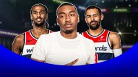 John Wall next to Alex Sarr and Trae Young