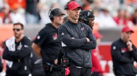 Arizona Cardinals head coach Jonathan Gannon looks onto the field during a NFL game between the Cincinnati Bengals and Arizona Cardinals, Sunday, Dec. 28, 2025, at Paycor Stadium in downtown Cincinnati.