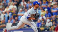New York Mets starting pitcher José Quintana pitches during the first inning of Game 3 of the National League Wild Card series against the Milwaukee Brewers on Oct. 3, 2024, at American Family Field in Milwaukee.