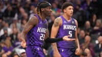 Sacramento Kings guard Keon Ellis (23) reacts after a play against the Dallas Mavericks in the third quarter at the Golden 1 Center.