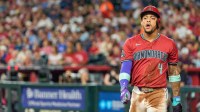 Arizona Diamondbacks infielder Ketel Marte (4) reacts after scoring in the first inning against the Philadelphia Phillies at Chase Field