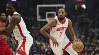 Houston Rockets forward Kevin Durant (7) drives to the basket during the first half against the Portland Trail Blazers at Moda Center.