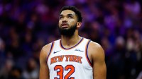 Knicks center Karl-Anthony Towns (32) looks up during the third quarter against the Sacramento Kings at Golden 1 Center
