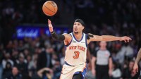 New York Knicks guard Josh Hart (3) chases after a loose ball in the third quarter against the Miami Heat at Madison Square Garden.