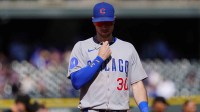 Chicago Cubs right fielder Kyle Tucker (30) following the loss to the Colorado Rockies at Coors Field.