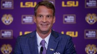 LSU new head coach Lane Kiffin speaks at South Stadium Club at Tiger Stadium.