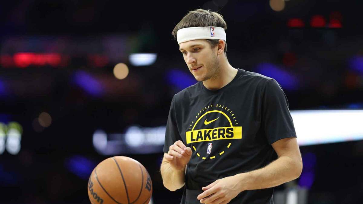 Los Angeles Lakers guard Austin Reaves before action against the Philadelphia 76ers at Xfinity Mobile Arena.