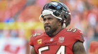 Tampa Bay Buccaneers linebacker Lavonte David (54) stands on the sidelines during the first quarter against the New Orleans Saints at Raymond James Stadium.