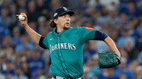 Seattle Mariners pitcher Logan Gilbert (36) throws in the first inning against the Toronto Blue Jays during game six of the ALCS round for the 2025 MLB playoffs at Rogers Centre.