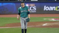 Seattle Mariners pitcher Logan Gilbert (36) reacts after a walk in the second inning against the Toronto Blue Jays during game six of the ALCS round for the 2025 MLB playoffs at Rogers Centre.