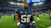 Los Angeles Chargers outside linebacker Khalil MacK (52) as he leaves the field following the game against the Minnesota Vikings at SoFi Stadium.