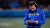 Los Angeles Rams head coach Sean McVay in the first half during the NFC Wild Card Round game at Bank of America Stadium.
