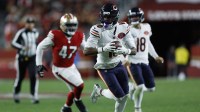Chicago Bears wide receiver Luther Burden III (10) runs against the San Francisco 49ers in the second half at Levi's Stadium.